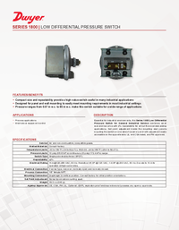 Thumbnail of document Data Sheet - 1800 Low Differential Pressure Switch for General Industrial Service